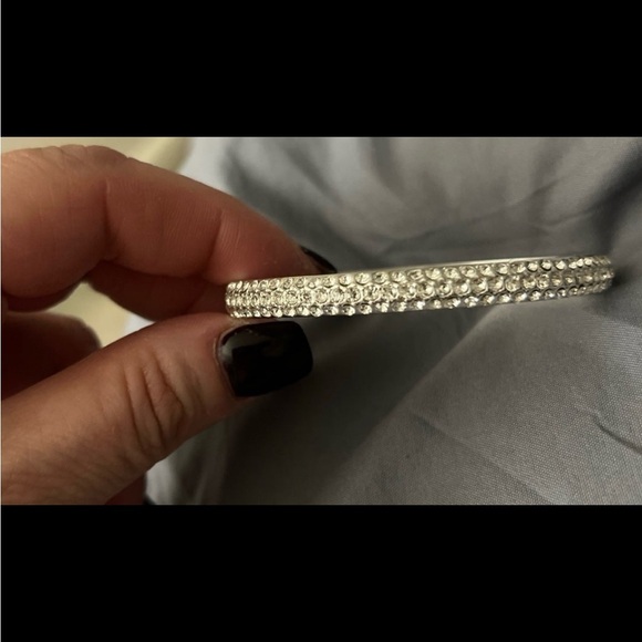 Anne Klein Crystal Silver-Tone Pavé Bangle Bracelet - Picture 4 of 4